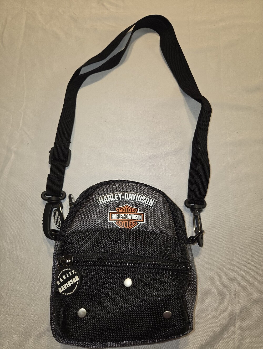 Harley-Davidson Black and Orange Messenger Crossbody Bag